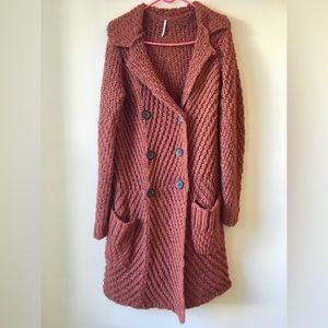 Rust Free People Knit Cardigan